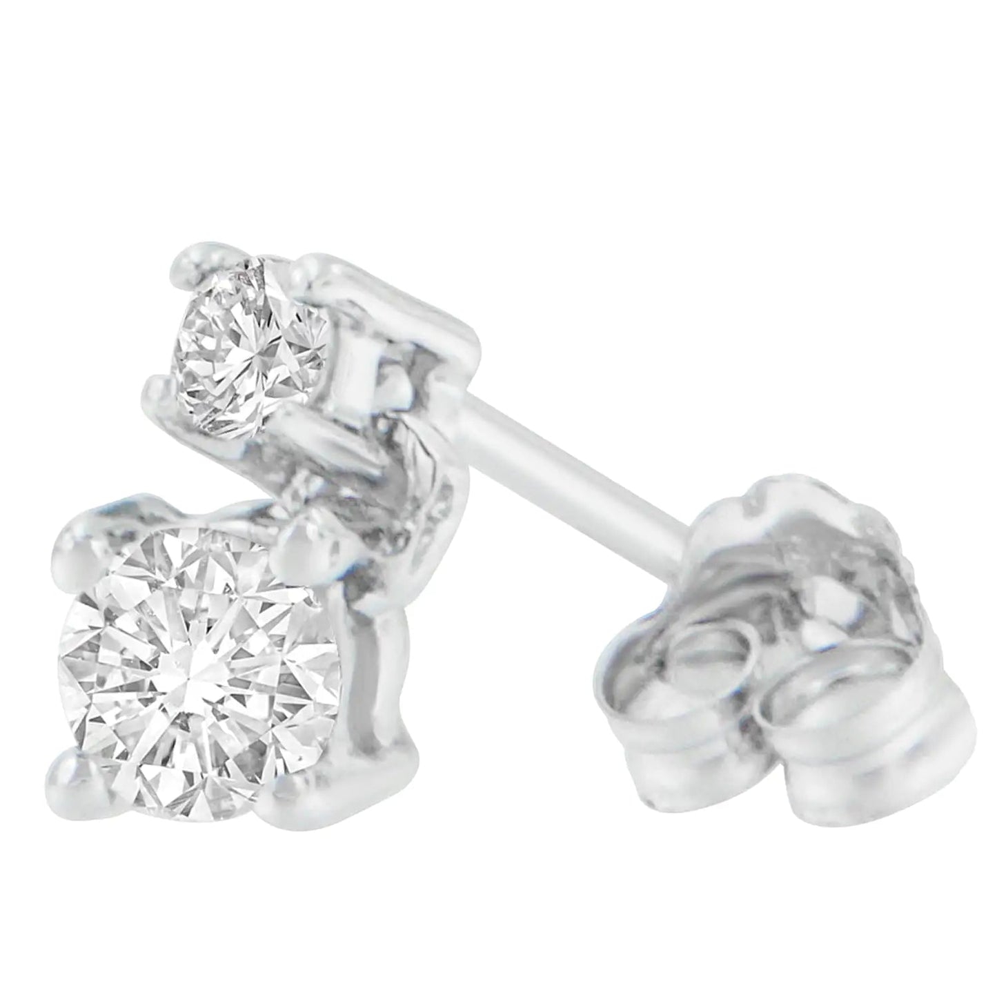 14K White Gold 1/2 cttw Round Cut Diamond Earrings (H - I, SI2 - I1) - Jaazi Intl