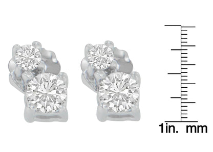 14K White Gold 1/2 cttw Round Cut Diamond Earrings (H - I, SI2 - I1) - Jaazi Intl