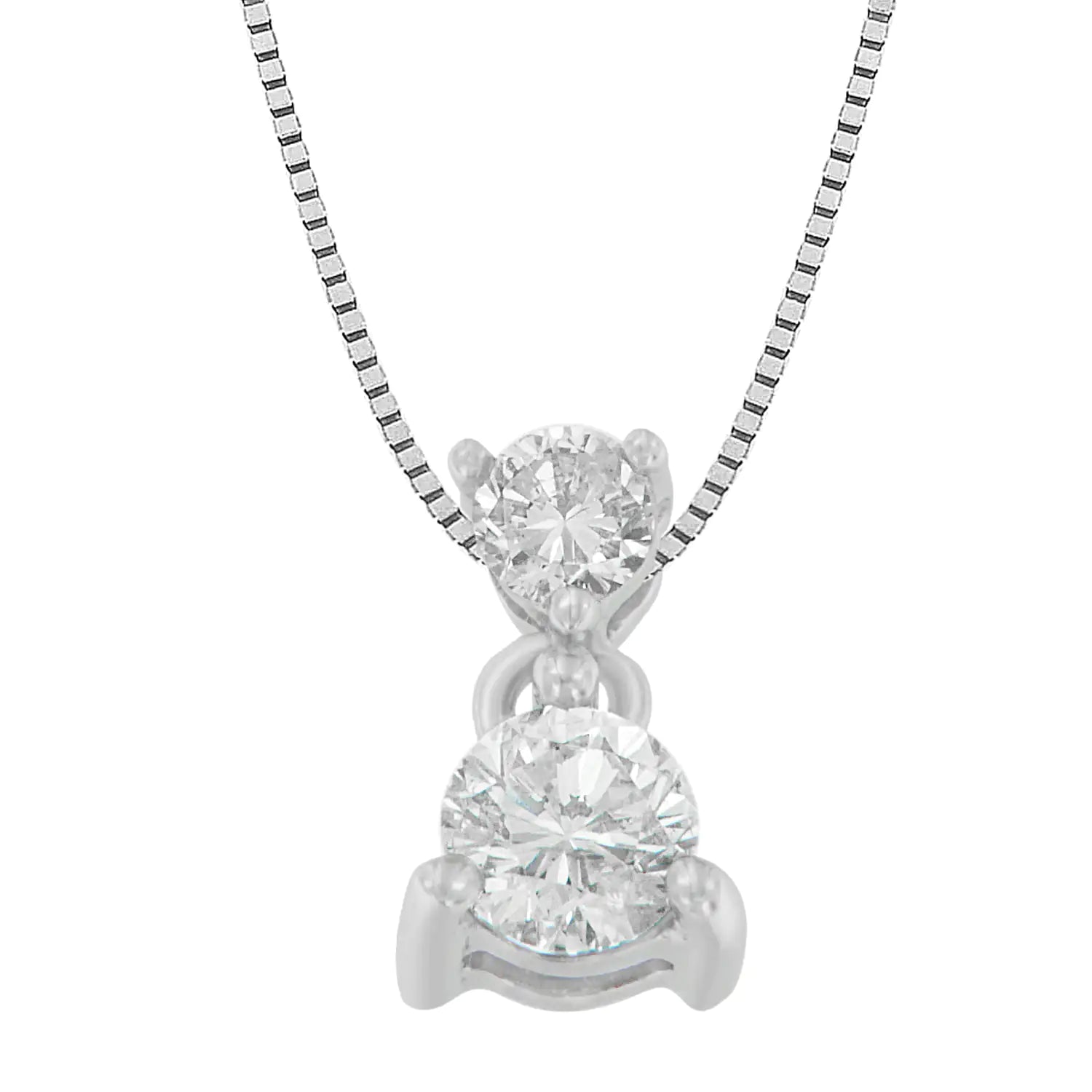 14K White Gold 1/2 cttw Round Cut Diamond Pendant Necklace (I - J, I1 - I2) - Jaazi Intl