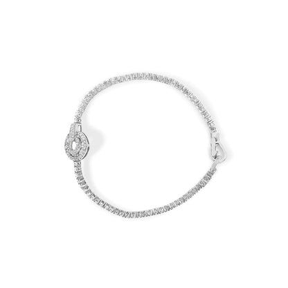 14K White Gold 2 1/2 Cttw Diamond 7" Classic Tennis Bracelet with Medallion Station (H - I Color, I1 - I2 Clarity) - Jaazi Intl