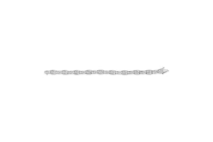 14K White Gold 2 - 1/2 Cttw Round - Brilliant & Baguette Cut Diamond 7" Alternating Flared Links Tennis Bracelet (H - I Color, SI1 - SI2 Clarity) - Jaazi Intl