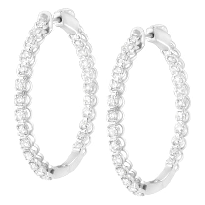 14K White Gold 2 cttw Diamond Hoop Earrings (I - J Clarity, I1 - I2 Color) - Jaazi International