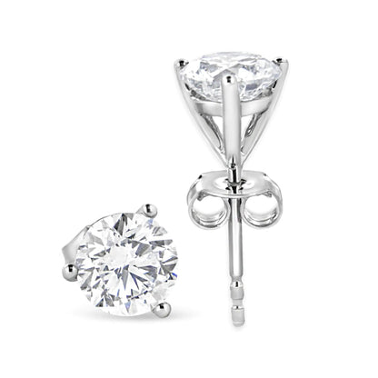 14K White Gold 2.0 Cttw 3 - Prong Martini Set Brilliant Round - Cut Solitaire Lab Grown Diamond Screwback Stud Earrings (F - G Color, VS2 - SI1 Clarity) - Jaazi Intl