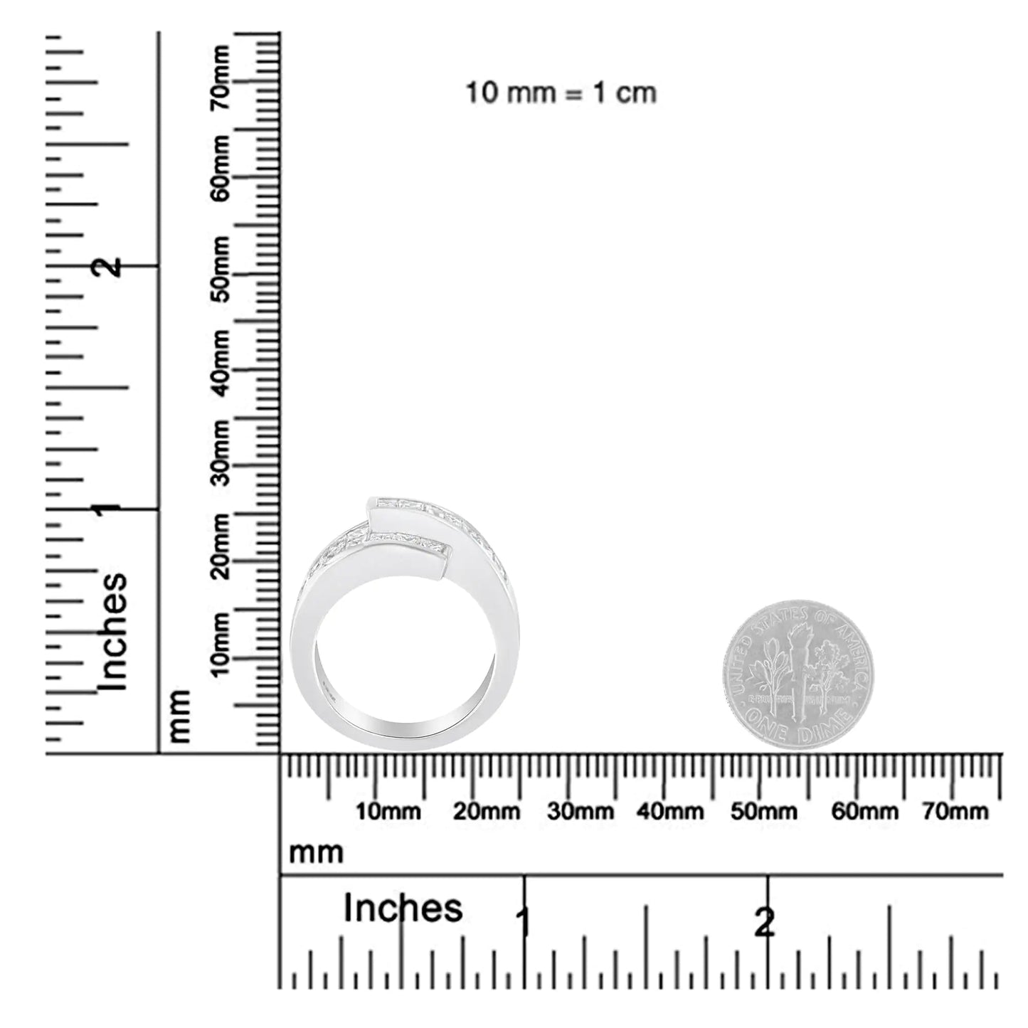 14K White Gold 2.0 Cttw Channel - Set Princess and Baguette - Cut Diamond Bypass Ring Band (G - H Color, SI1 - SI2 Clarity) - Jaazi Intl