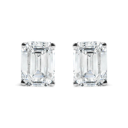 14K White Gold 2.0 Cttw Emerald Cut Lab Grown Diamond Solitaire Stud Earrings (G - H Color, VS1 - VS2 Clarity) - Jaazi Intl