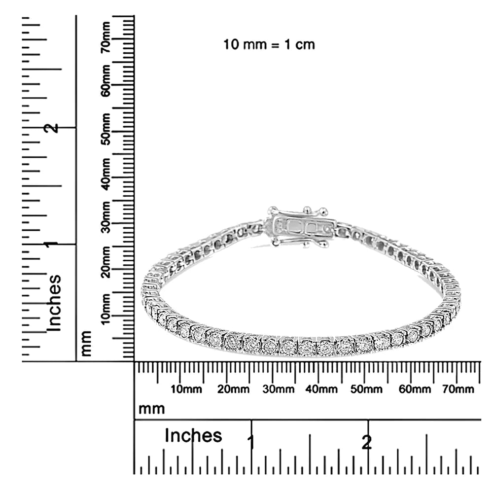 14K White Gold 2.0 Cttw Miracle Set Round - Cut Lab Grown Diamond Illusion 7" Tennis Bracelet (F - G Color, VS2 - SI1 Clarity) - Jaazi Intl