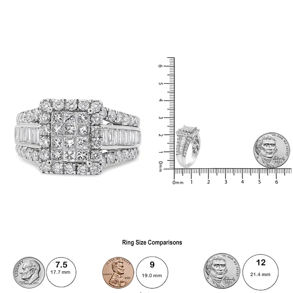 14K White Gold 2.00 Cttw Composite Head with Halo and Side Stones Diamond Ring (H - I Color, SI1 - SI2 Clarity) - Jaazi Intl