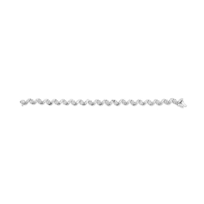 14K White Gold 2.00 Cttw Diamond Cluster and Spiral Link Bracelet (I - J Color, I1 - I2 Clarity) - 7" - Jaazi Intl