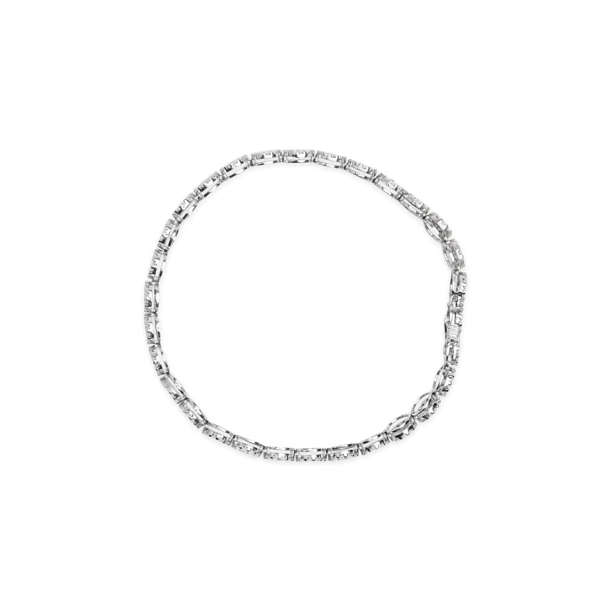 14K White Gold 2.00 Cttw Diamond Halo Link Tennis Bracelet (H - I Color, I1 - I2 Clarity) - 7" Inches - Jaazi Intl