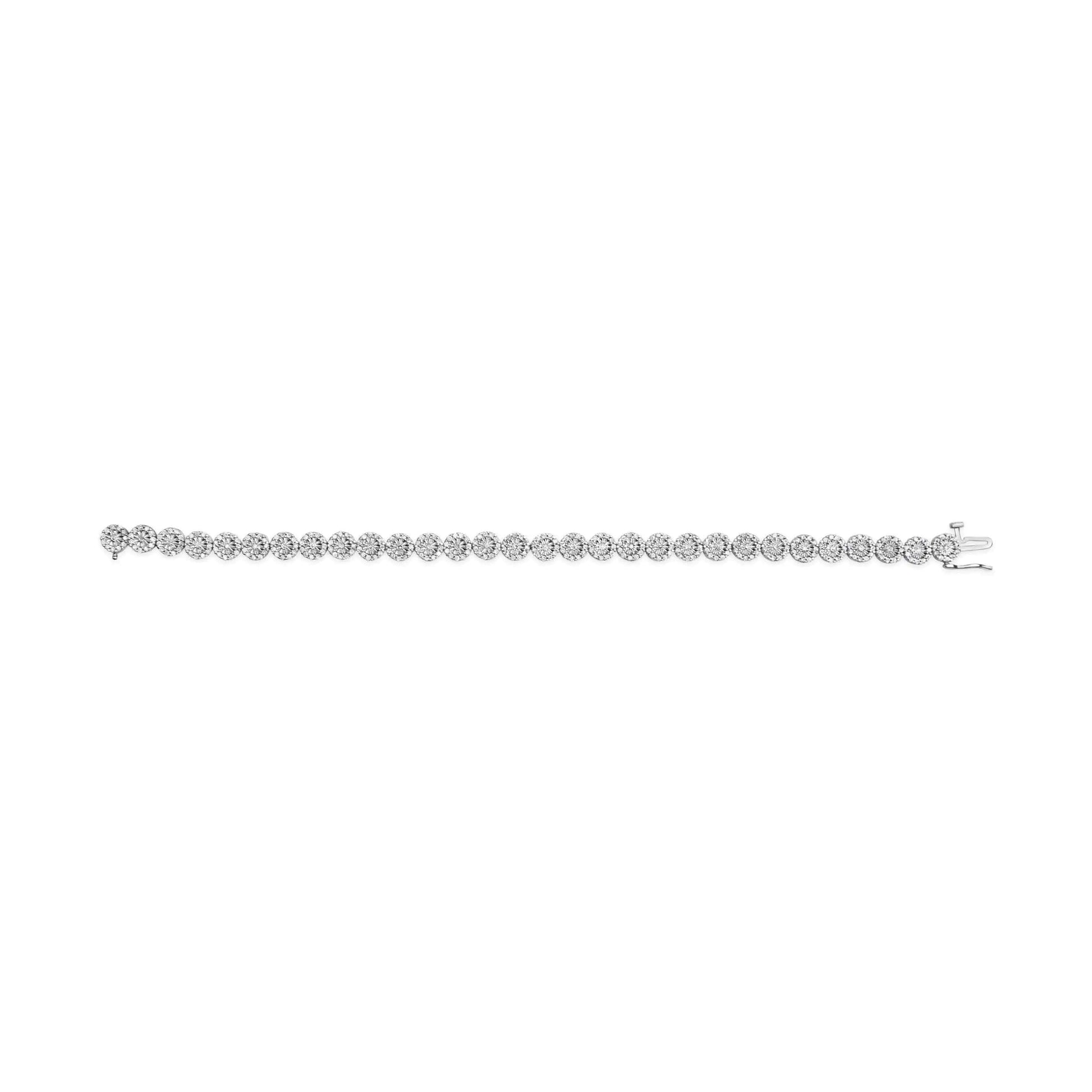 14K White Gold 2.00 Cttw Diamond Halo Link Tennis Bracelet (H - I Color, I1 - I2 Clarity) - 7" Inches - Jaazi Intl