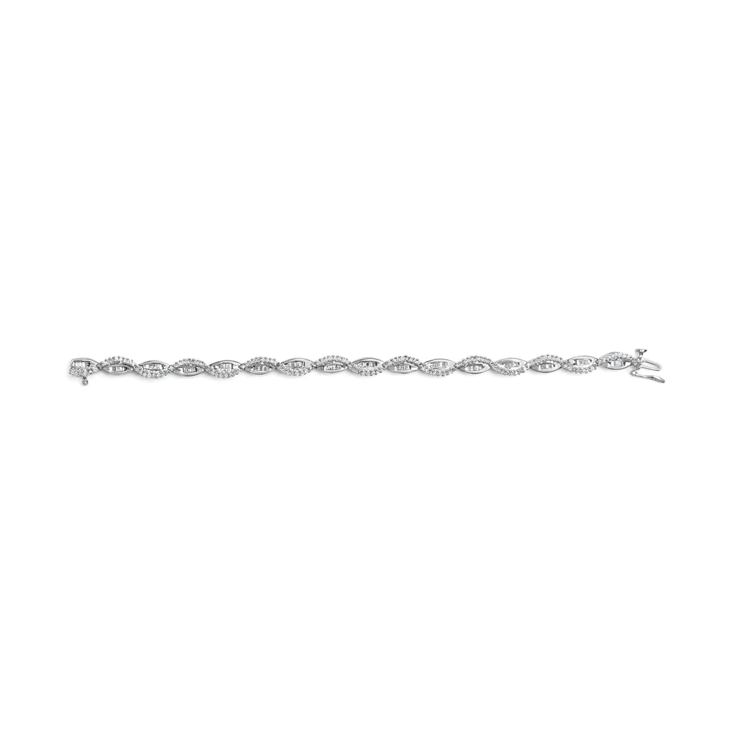 14K White Gold 2.00 Cttw Diamond Swirl and Pear Shape Link Bracelet (I - J Color, I2 - I3 Clarity) - 7" - Jaazi Intl