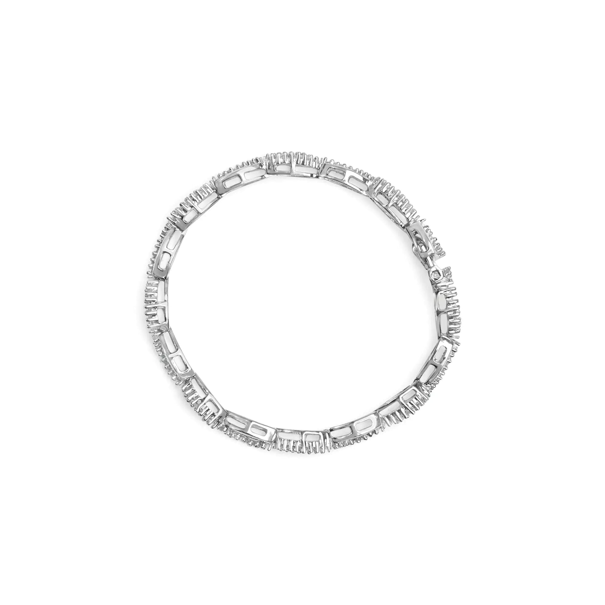 14K White Gold 2.00 Cttw Diamond Swirl and Pear Shape Link Bracelet (I - J Color, I2 - I3 Clarity) - 7" - Jaazi Intl