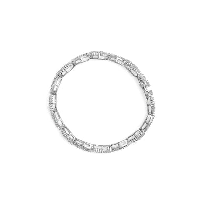 14K White Gold 2.00 Cttw Diamond Swirl and Pear Shape Link Bracelet (I - J Color, I2 - I3 Clarity) - 7" - Jaazi Intl