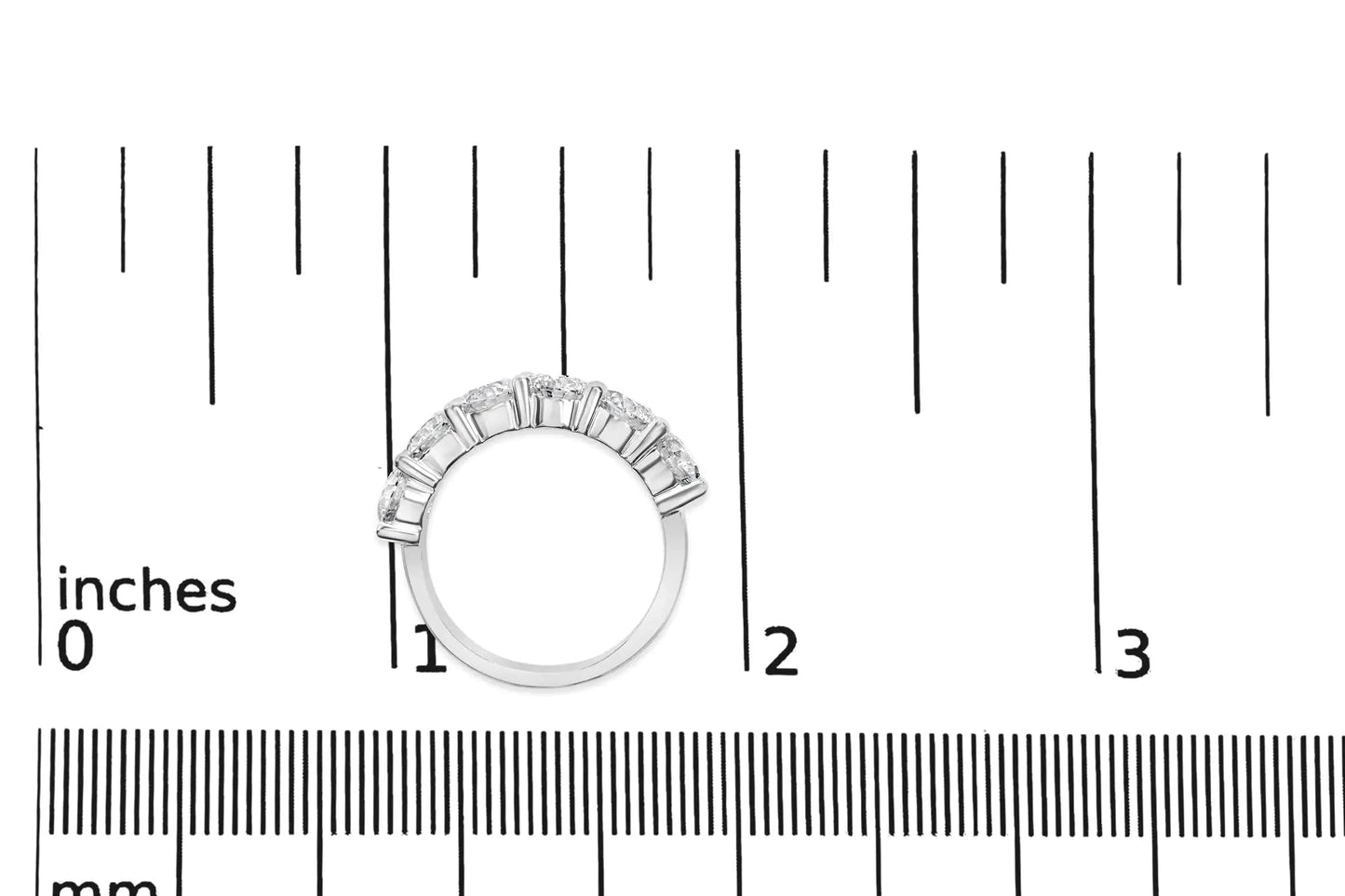 14K White Gold 3.0 Cttw Lab - Grown Diamond Shared Prong Set 6 Stone Band Ring (G - H Color, VS2 - SI1 Clarity) - Jaazi Intl