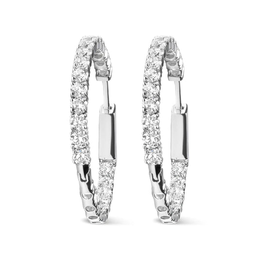 14K White Gold 3.00 Cttw Lab Grown Diamond Inside Out Hoop Earrings (F - G Color, VS1 - VS2 Clarity) - Jaazi Intl