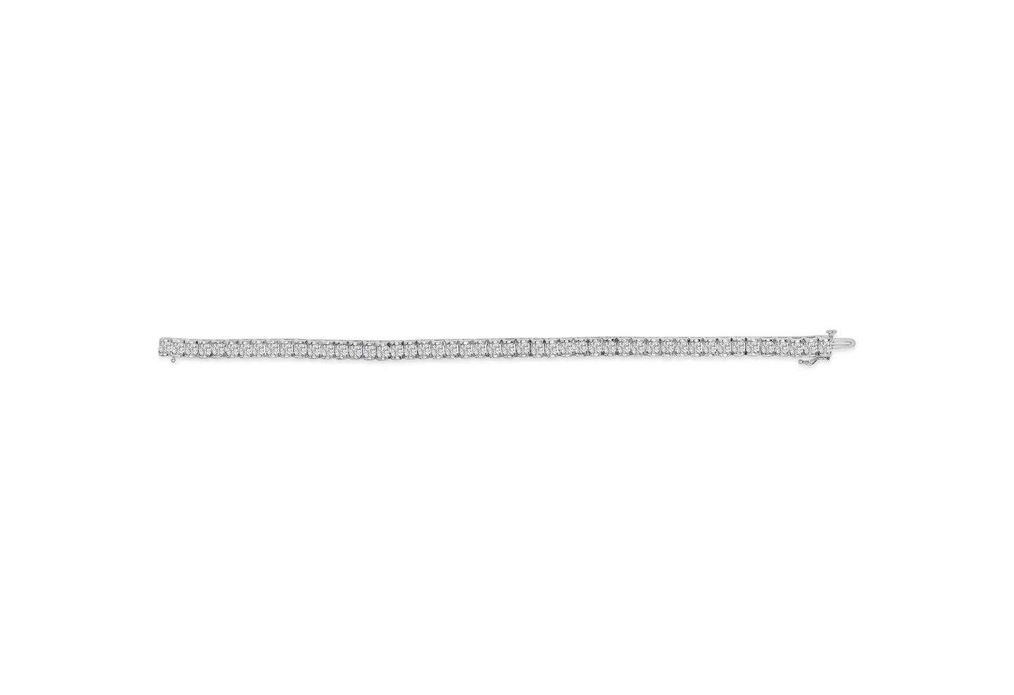 14K White Gold 3.00 Cttw Princess - Cut Diamond Link 7.5" Bracelet (H - I Color, SI1 - SI2 Clarity) - Jaazi Intl