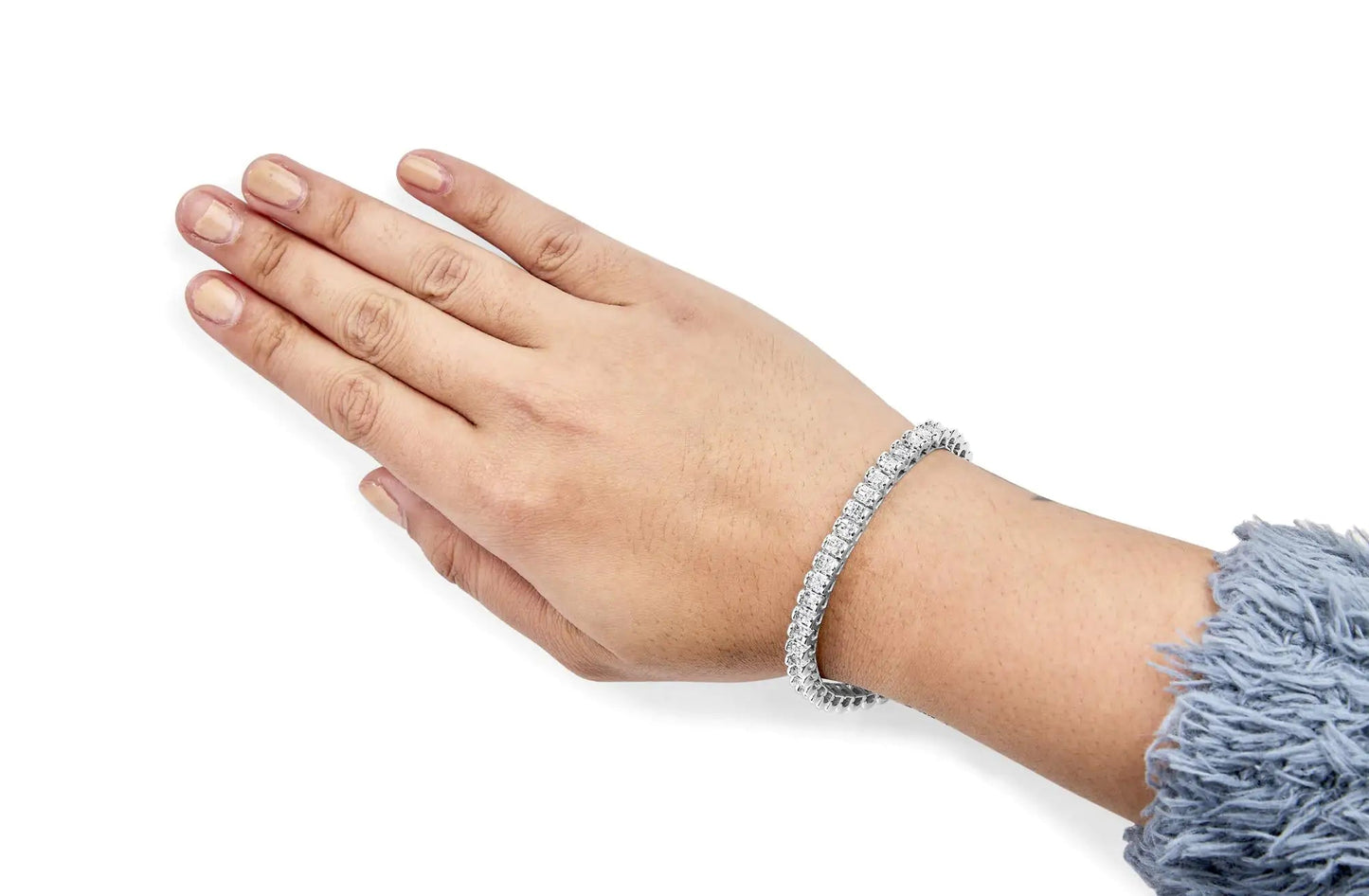 14K White Gold 3.00 Cttw Princess - Cut Diamond Link 7.5" Bracelet (H - I Color, SI1 - SI2 Clarity) - Jaazi Intl