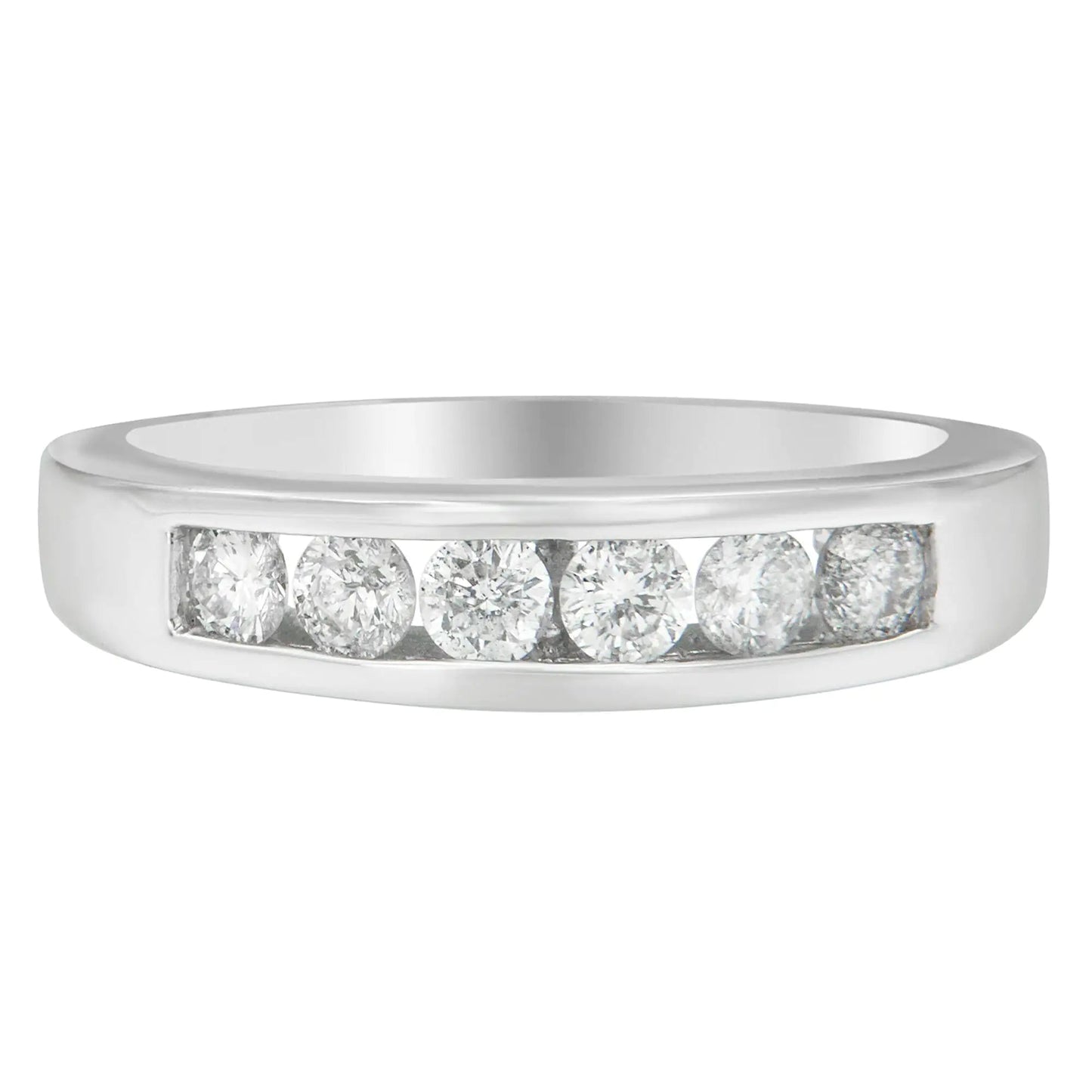 14K White Gold 3/4ct. TDW Diamond Channel Band Ring (H - I, I1 - I2) - Jaazi Intl