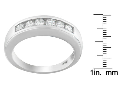 14K White Gold 3/4ct. TDW Diamond Channel Band Ring (H - I, I1 - I2) - Jaazi Intl