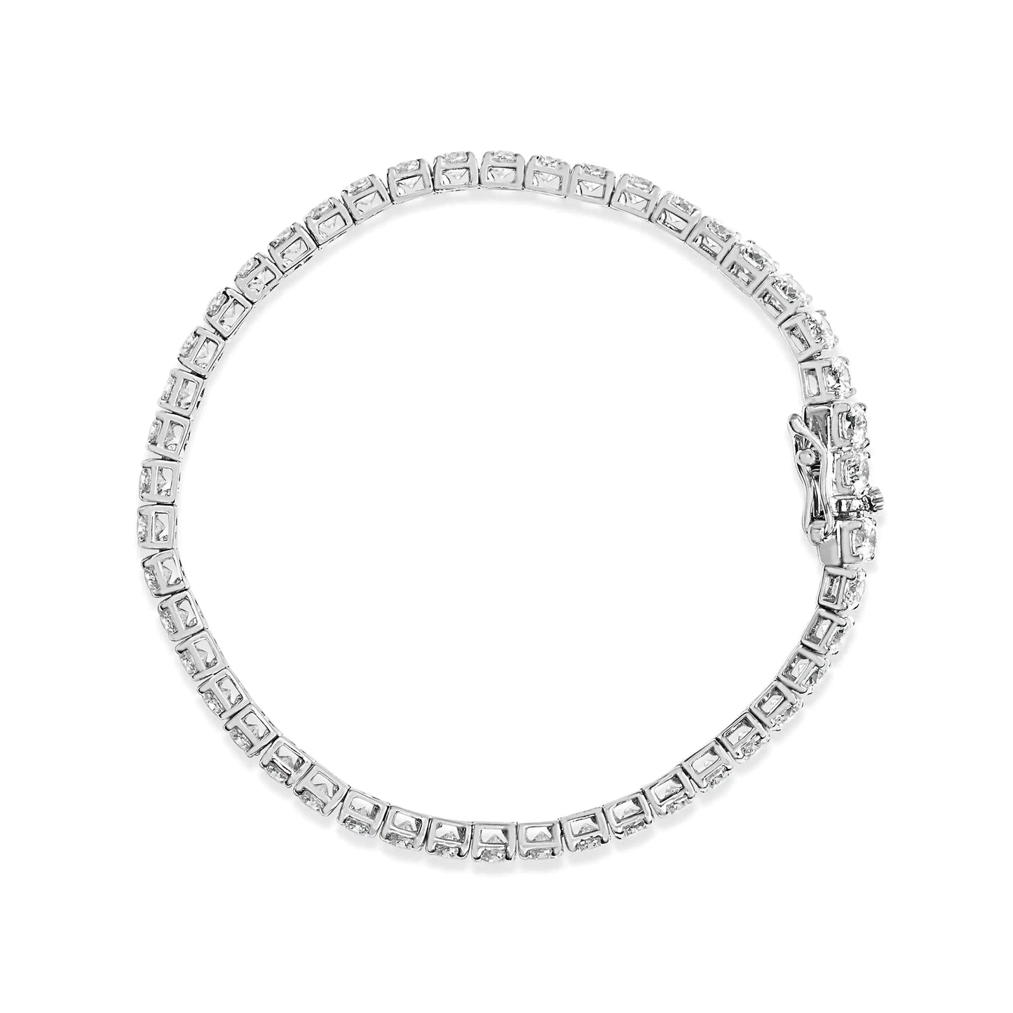 14K White Gold 4 - Prong Set Lab Grown Round Diamond Classic Tennis Bracelet (F - G Color, VS1 - VS2 Clarity) - 7.25" - Jaazi Intl