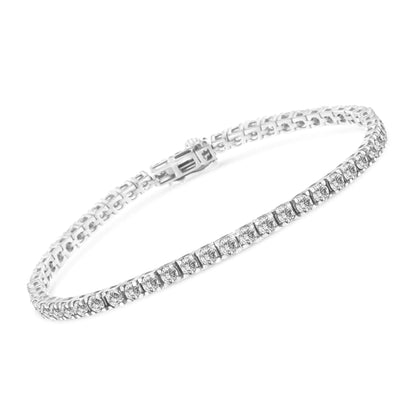 14K White Gold 4 - Prong Set Lab Grown Round Diamond Classic Tennis Bracelet (F - G Color, VS1 - VS2 Clarity) - 7.25" - Jaazi Intl