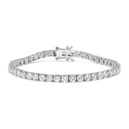 14K White Gold 4 - Prong Set Lab Grown Round Diamond Classic Tennis Bracelet (F - G Color, VS1 - VS2 Clarity) - 7.25" - Jaazi Intl