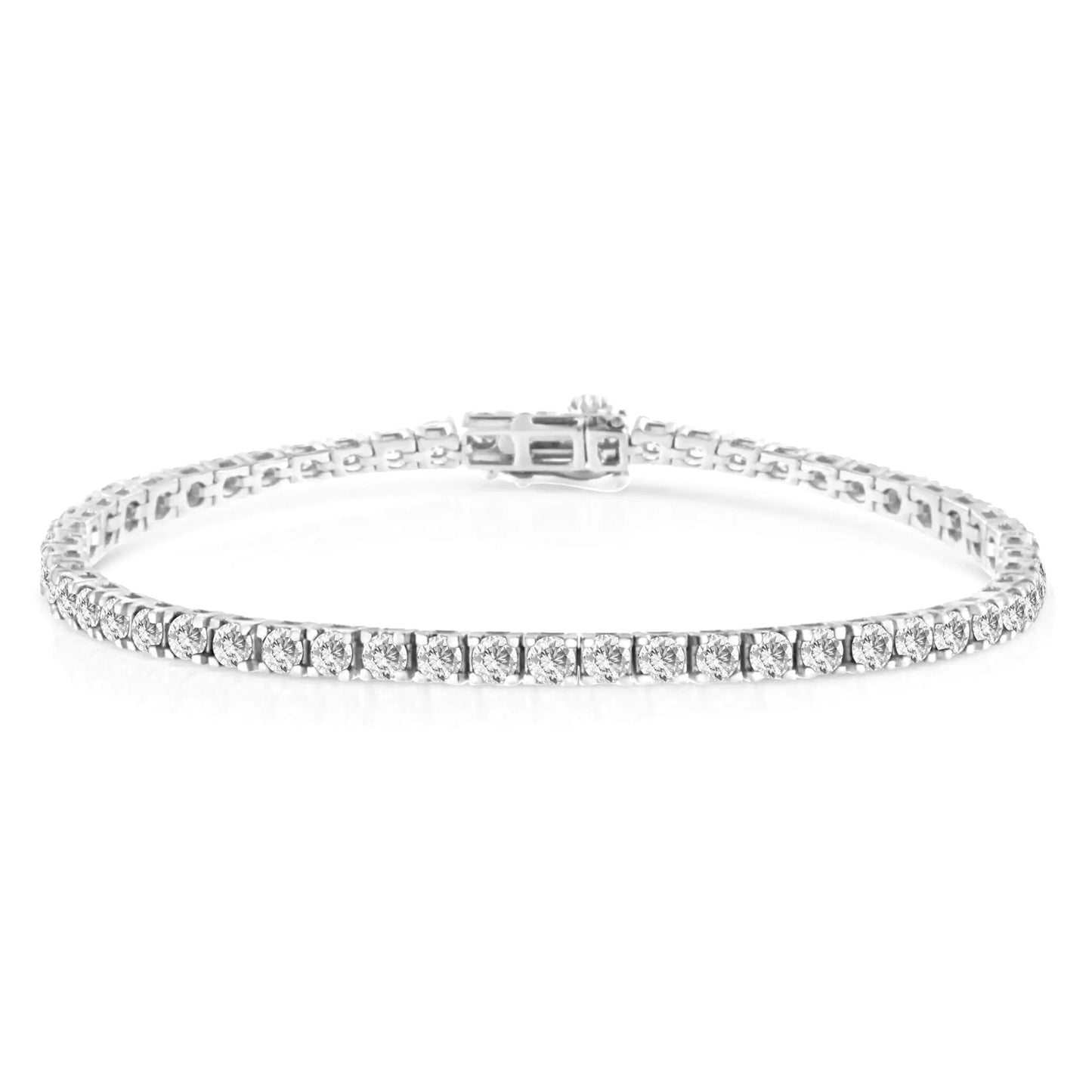 14K White Gold 4 - Prong Set Lab Grown Round Diamond Classic Tennis Bracelet (F - G Color, VS1 - VS2 Clarity) - 7.25" - Jaazi Intl