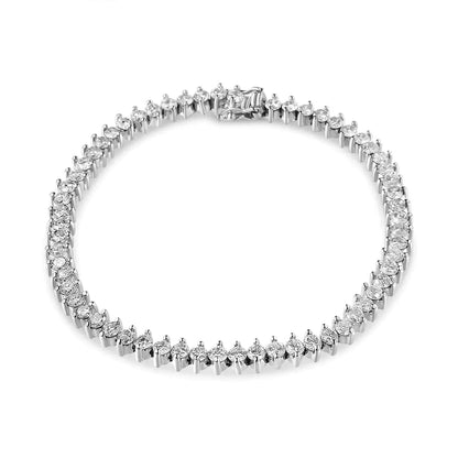 14K White Gold 5 1/2 Cttw Round Diamond 2 - Prong Tennis Bracelet (H - I Color, SI2 - I1 Clarity) - 7" - Jaazi Intl