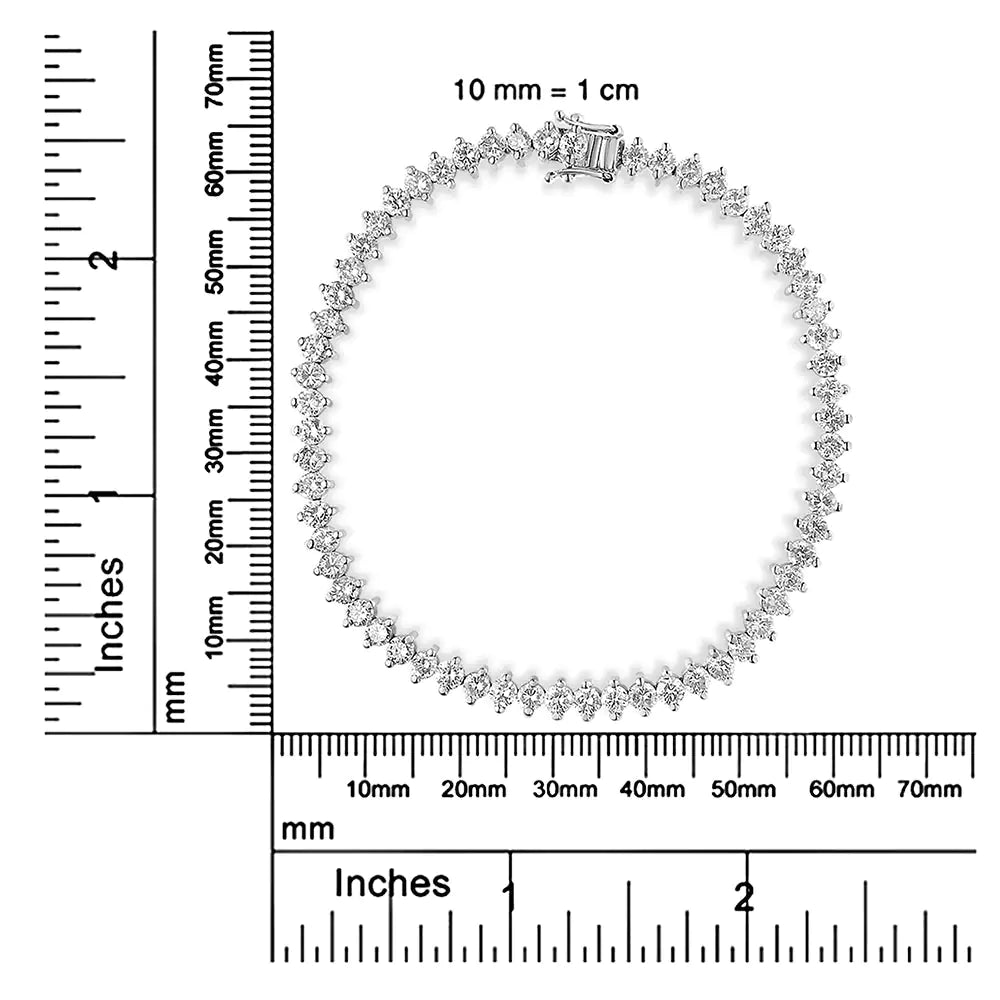 14K White Gold 5 1/2 Cttw Round Diamond 2 - Prong Tennis Bracelet (H - I Color, SI2 - I1 Clarity) - 7" - Jaazi Intl