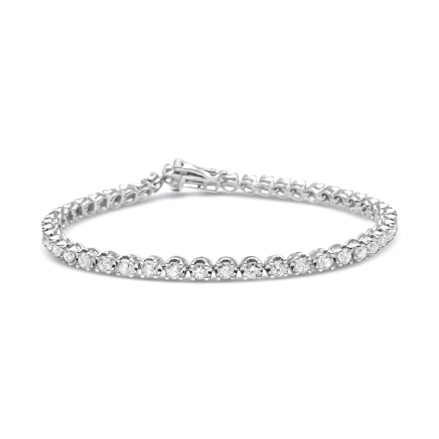 14K White Gold 5.0 Cttw Diamond" Classic Tennis Bracelet for Women (H - I Color, SI1 - SI2 Clarity) - 7" Inches - Jaazi Intl