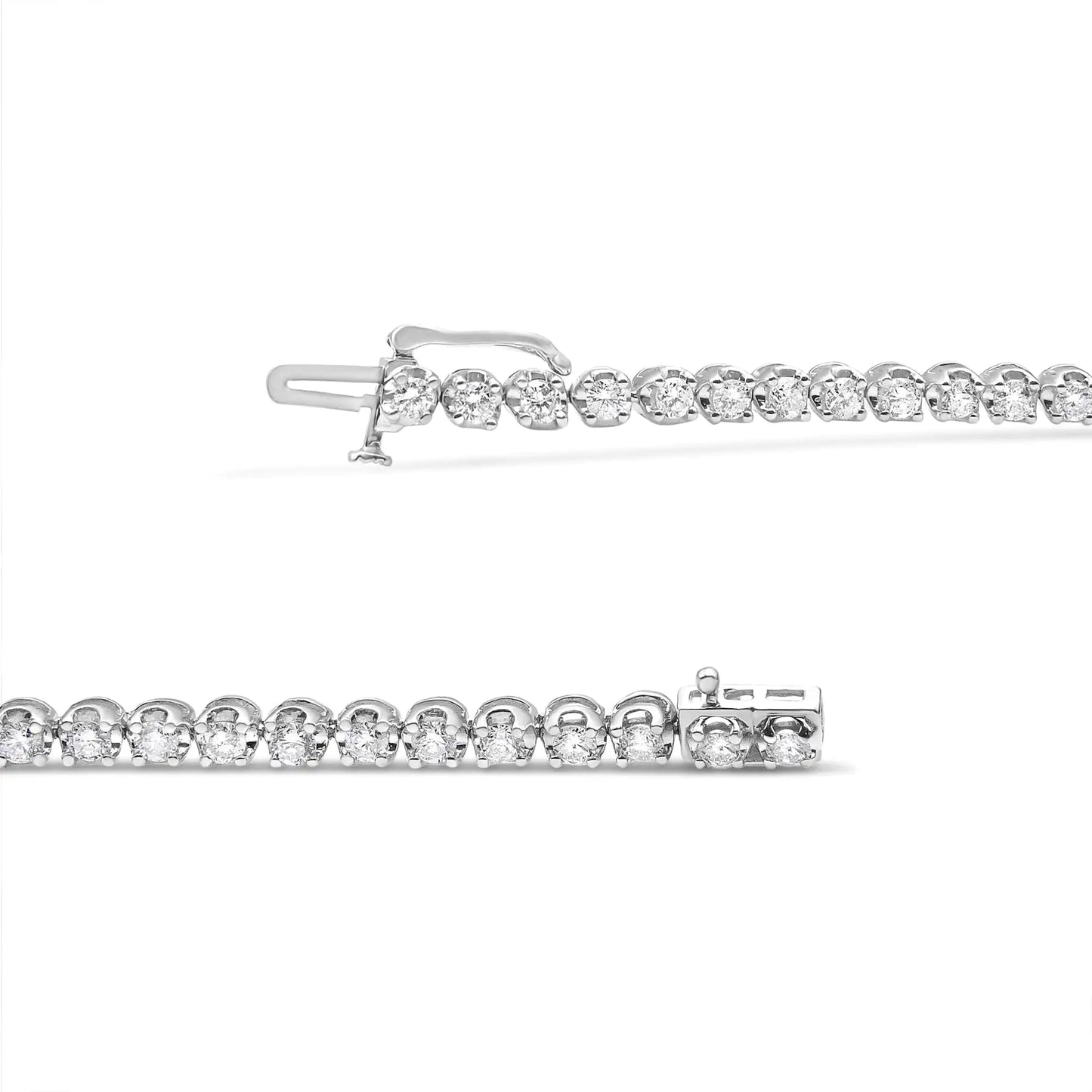 14K White Gold 5.0 Cttw Diamond" Classic Tennis Bracelet for Women (H - I Color, SI1 - SI2 Clarity) - 7" Inches - Jaazi Intl