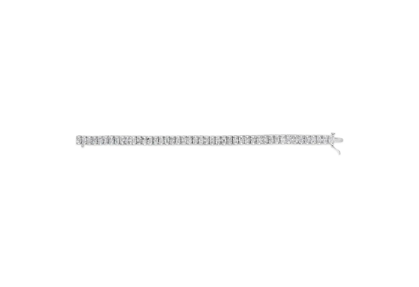 14K White Gold 5.00 Cttw Invisible Set Princess - Cut Diamond Belt and Buckle Tennis 7" Bracelet (H - I Color, SI1 - SI2 Clarity) - Jaazi Intl