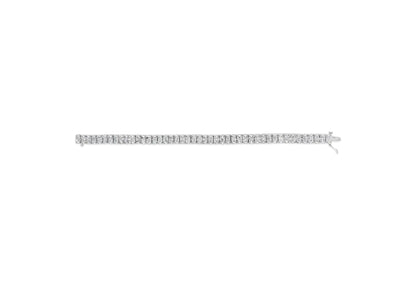 14K White Gold 5.00 Cttw Invisible Set Princess - Cut Diamond Belt and Buckle Tennis 7" Bracelet (H - I Color, SI1 - SI2 Clarity) - Jaazi Intl