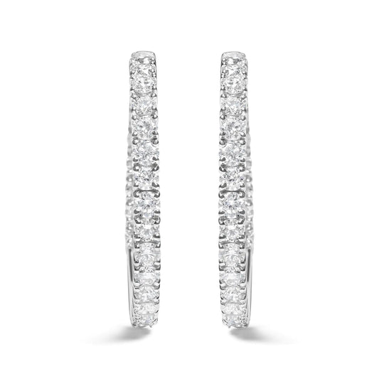 14K White Gold 5.00 Cttw Lab Grown Diamond Inside Out Hoop Earrings (F - G Color, VS1 - VS2 Clarity) - Jaazi Intl