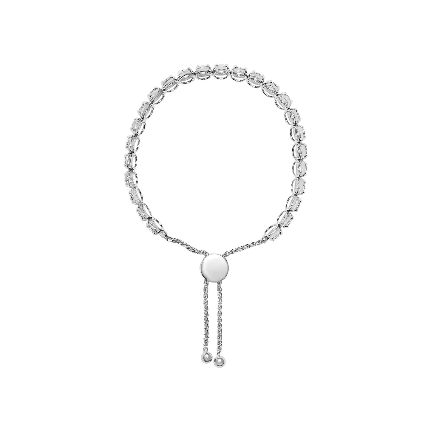 14K White Gold 6.00 Cttw Diamond 4” - 10” Adjustable Bolo Tennis Bracelet (I - J Color, I1 - I2 Clarity) - Jaazi Intl