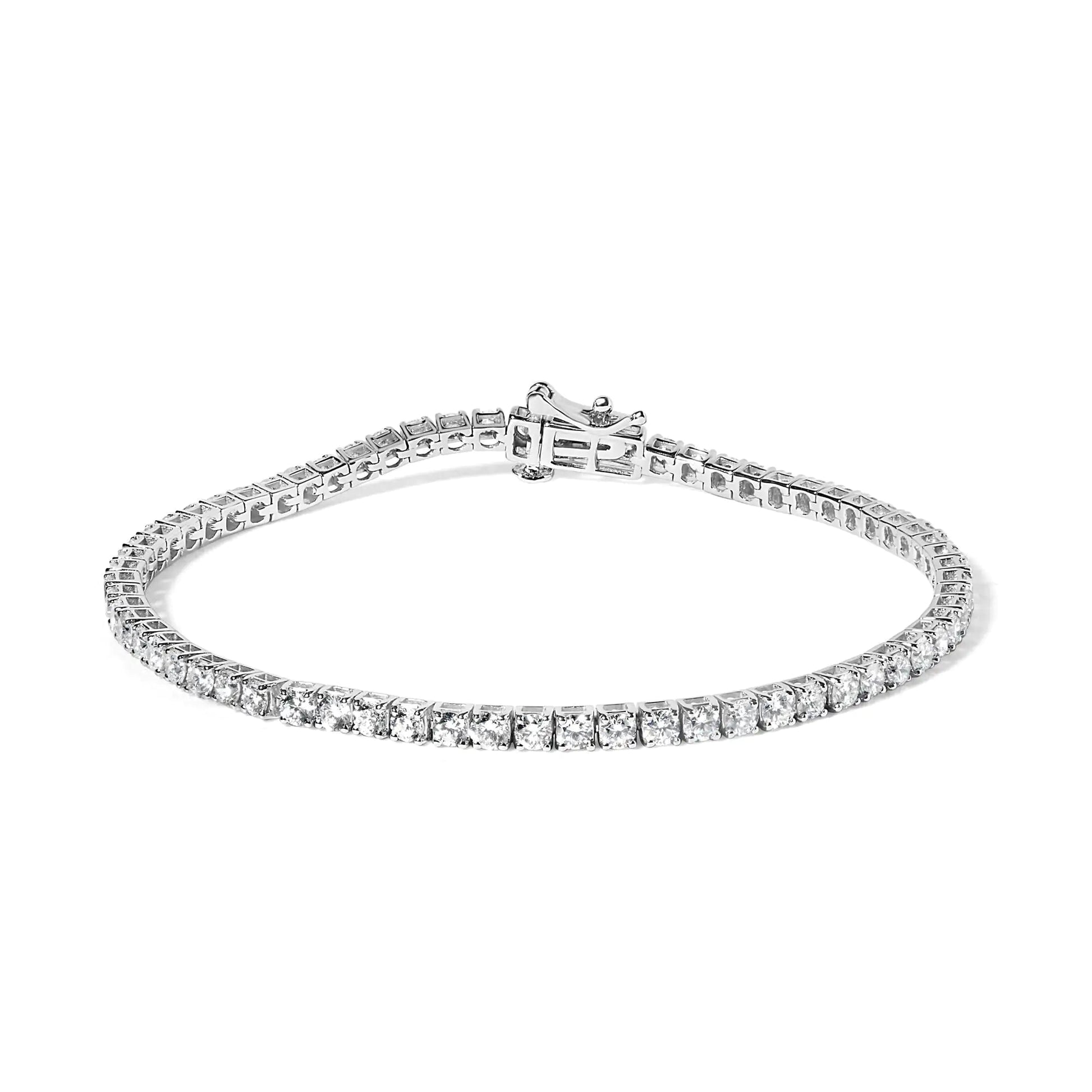 14K White Gold Lab Grown 4.00 Cttw Round Brilliant Cut Diamond Prong Set Classic Tennis Bracelet - 7" (F - G Color, VS2 - SI1 Clarity) - Jaazi Intl