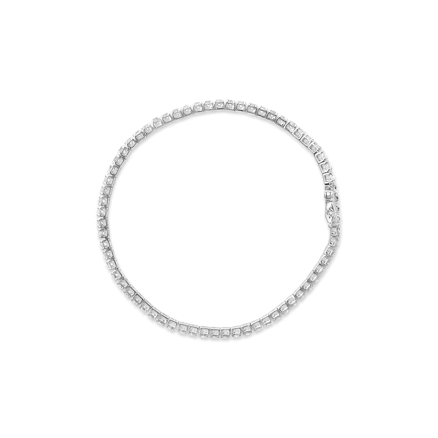 14K White Gold Lab Grown 4.00 Cttw Round Brilliant Cut Diamond Prong Set Classic Tennis Bracelet - 7" (F - G Color, VS2 - SI1 Clarity) - Jaazi Intl