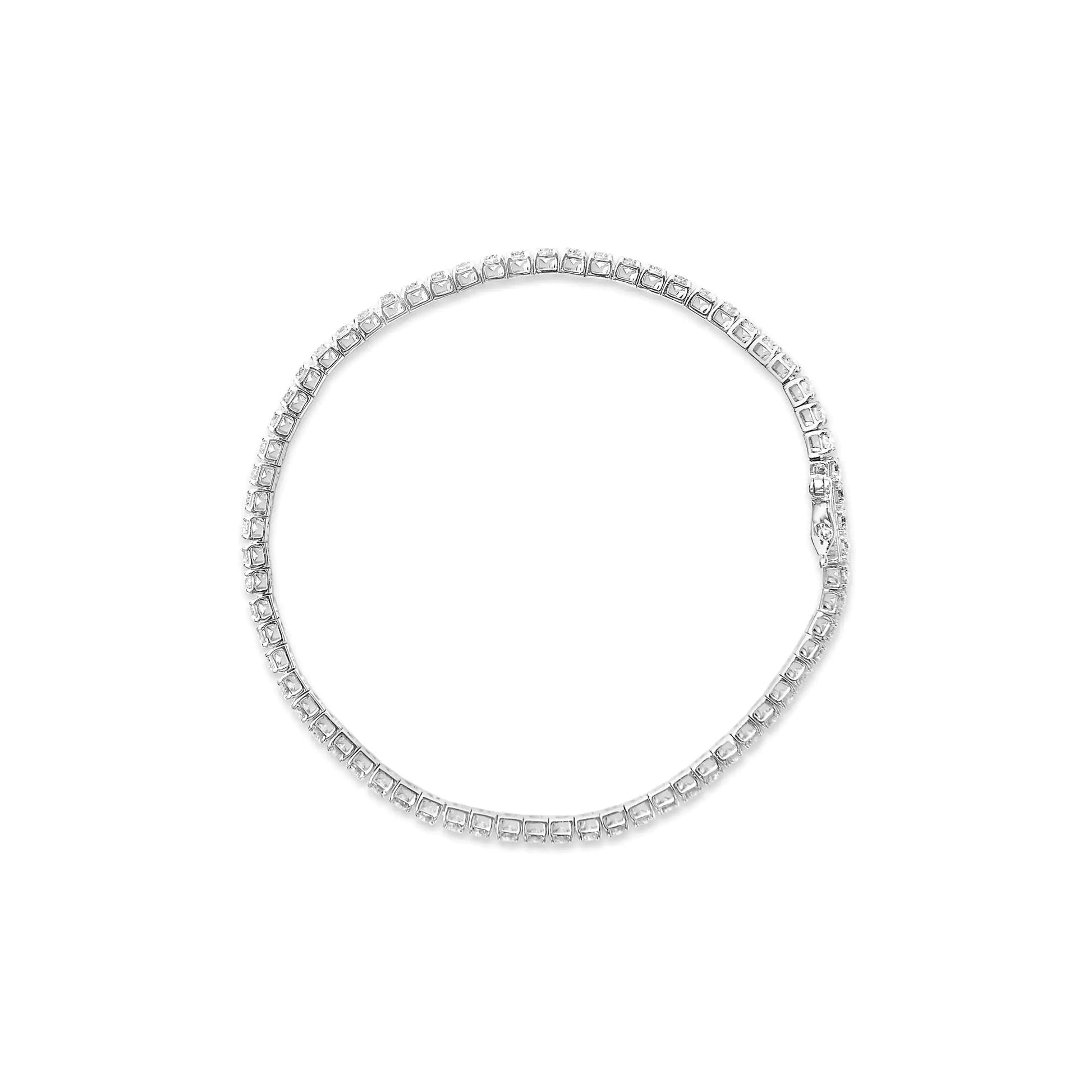 14K White Gold Lab Grown 4.00 Cttw Round Brilliant Cut Diamond Prong Set Classic Tennis Bracelet - 7" (F - G Color, VS2 - SI1 Clarity) - Jaazi Intl