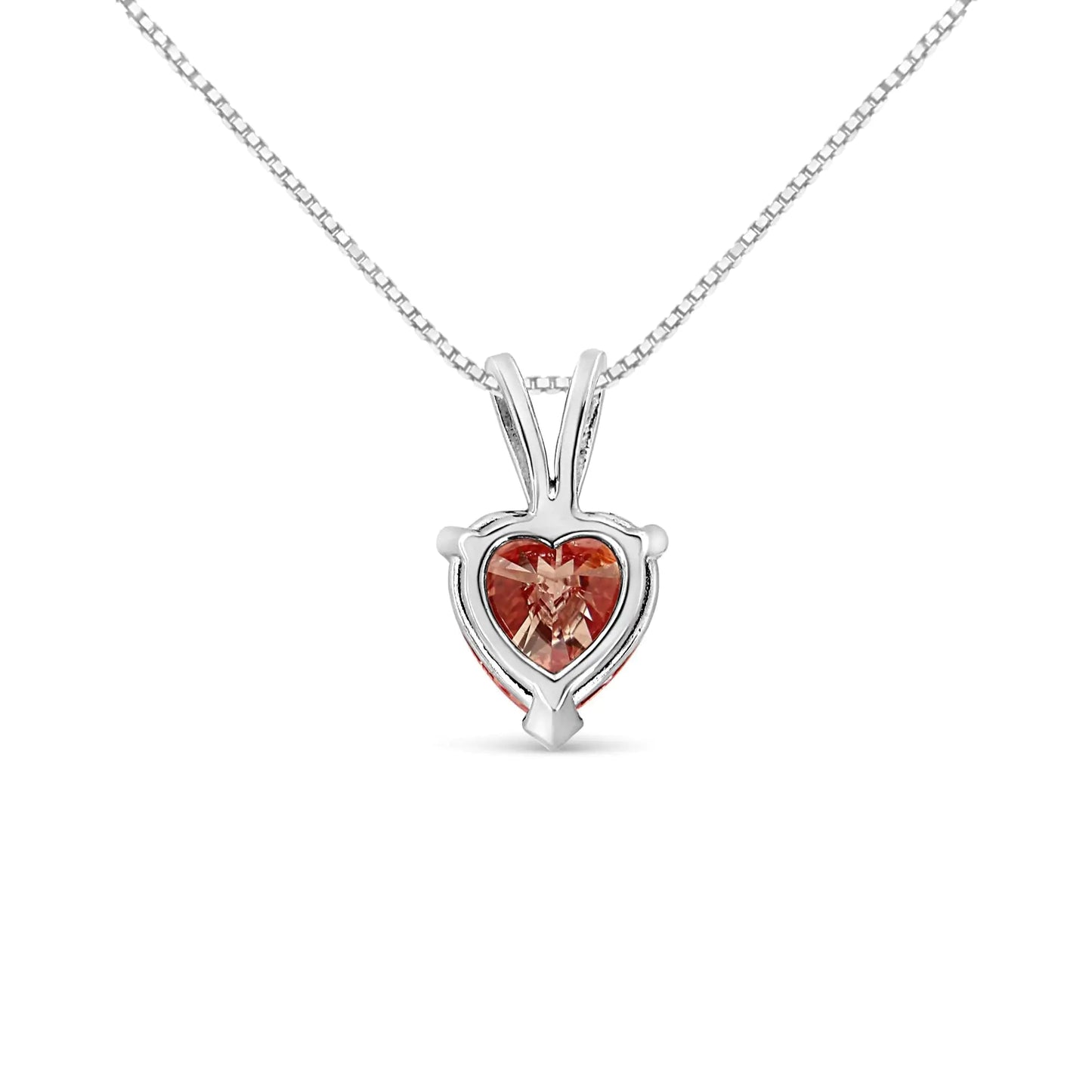 14K White Gold Martini - Set 1.00 Cttw Lab Grown Pink Heart Diamond Solitaire 18" Pendant Necklace (Pink Color, VS2 - SI1 Clarity) - Jaazi Intl