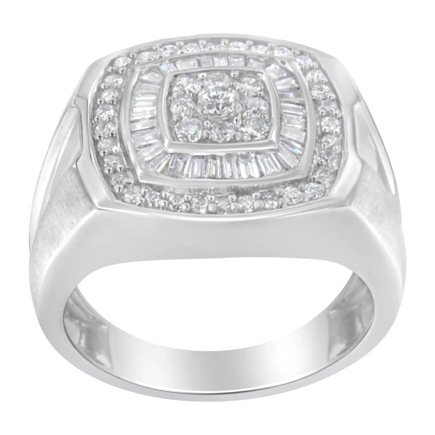 14K White Gold Men's Diamond Band Ring (1 cttw, H - I Color, SI1 - I2 Clarity) - Jaazi Intl