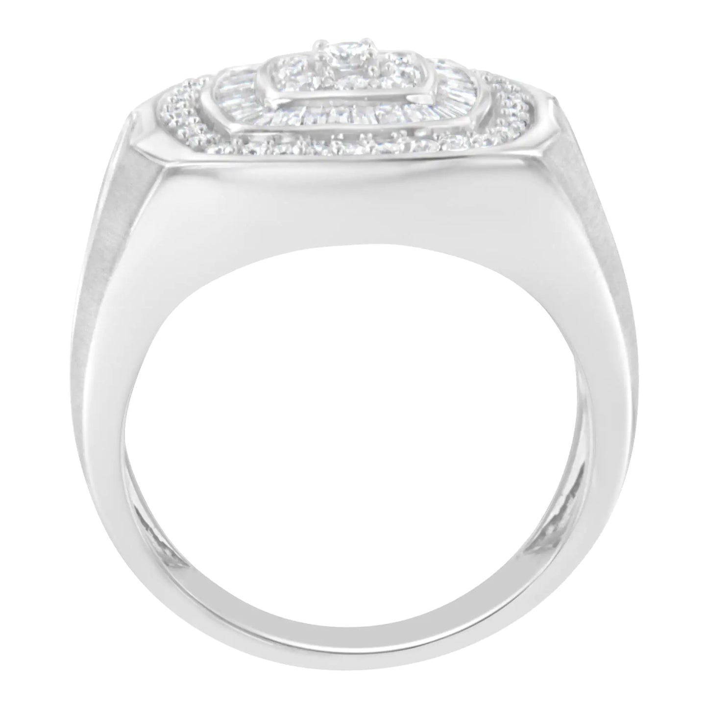 14K White Gold Men's Diamond Band Ring (1 cttw, H - I Color, SI1 - I2 Clarity) - Jaazi Intl