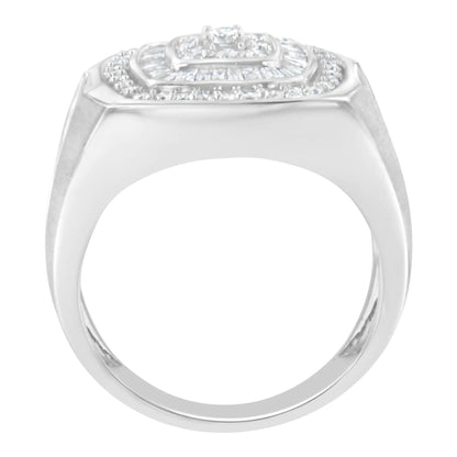 14K White Gold Men's Diamond Band Ring (1 cttw, H - I Color, SI1 - I2 Clarity) - Jaazi Intl