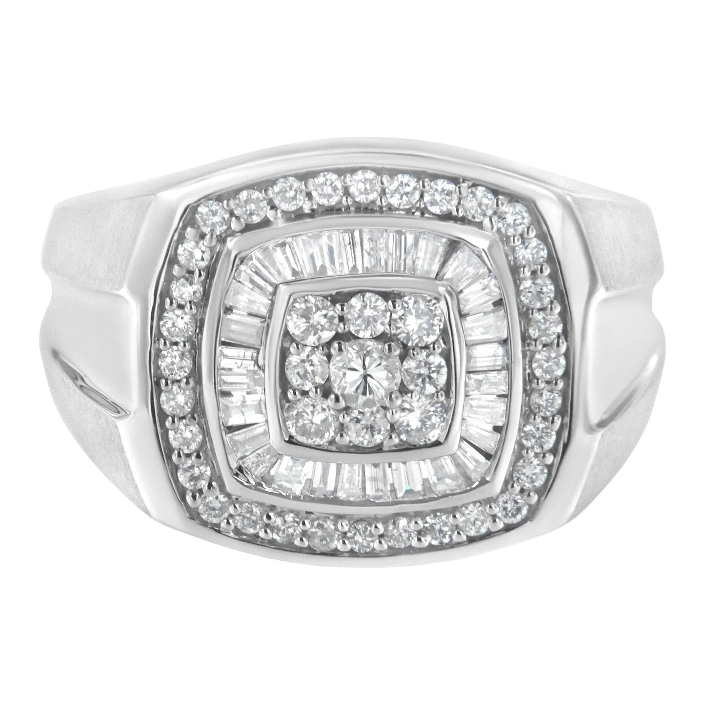 14K White Gold Men's Diamond Band Ring (1 cttw, H - I Color, SI1 - I2 Clarity) - Jaazi Intl