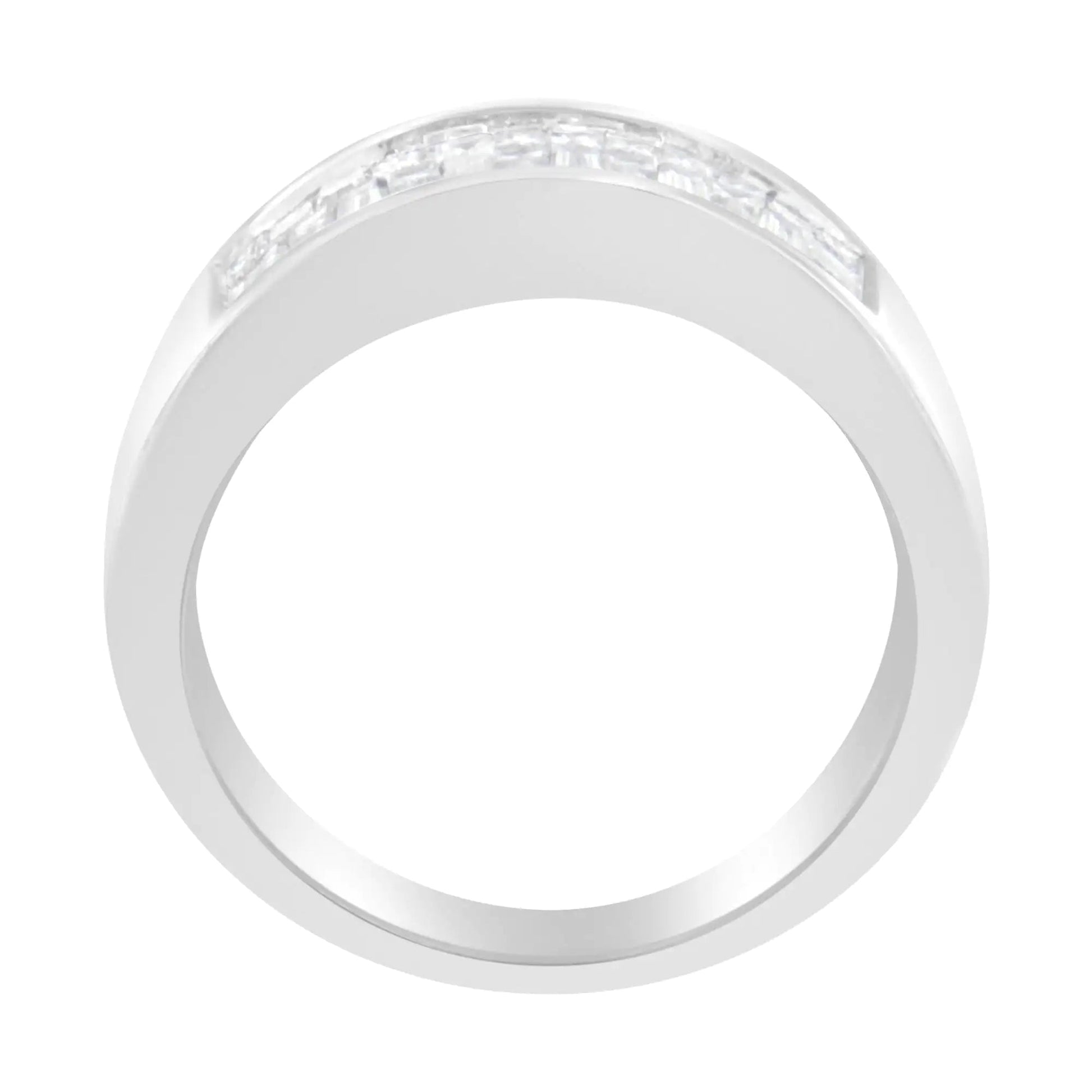 14K White Gold Princess and Baguette - cut Diamond Ring (1.0 Cttw, H - I Color, VS2 - SI1 Clarity) - Jaazi Intl