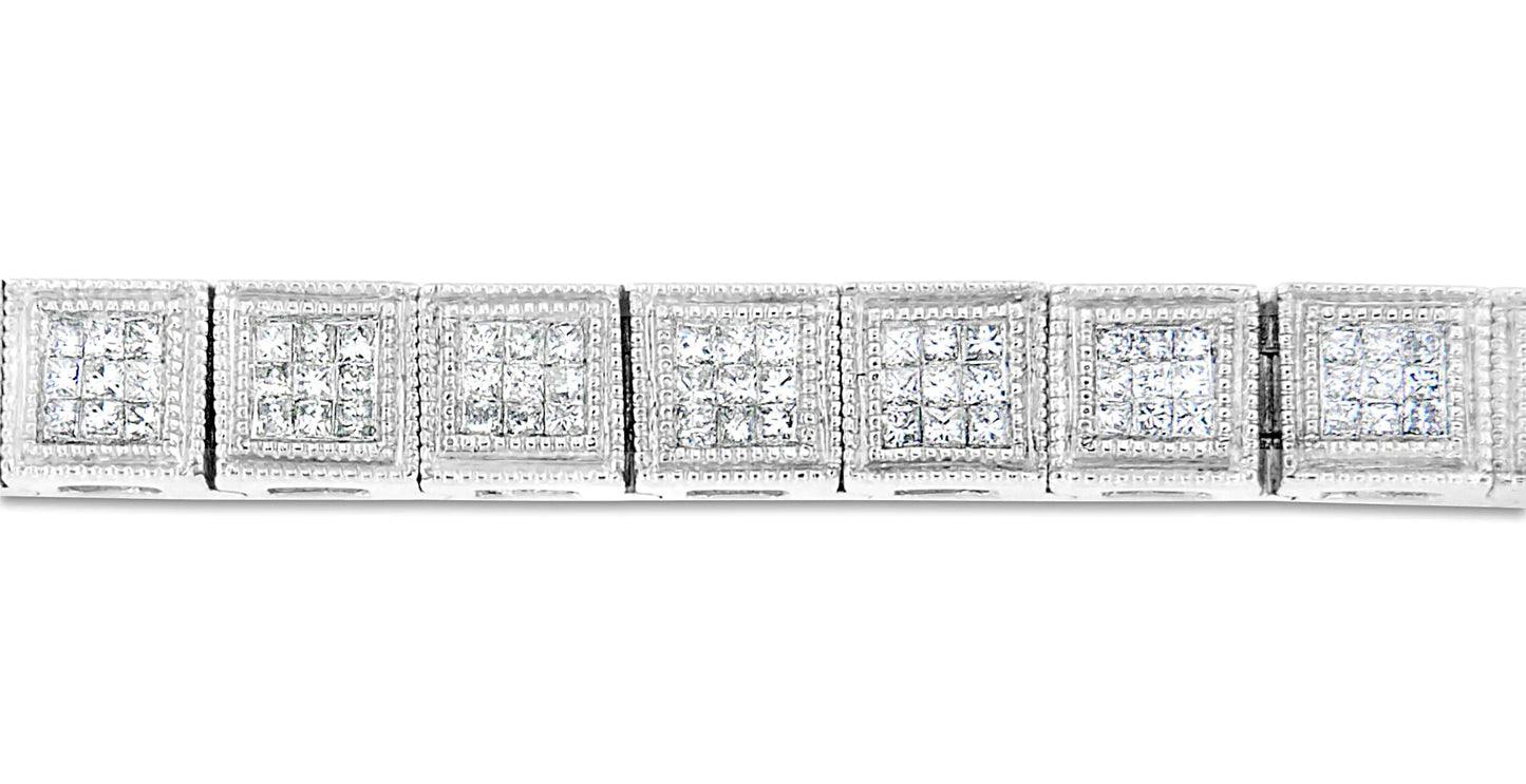 14K White Gold Princess Cut Diamond Cube Bracelet (2.86 cttw, H - I Color, SI1 - SI2 Clarity) - Jaazi Intl