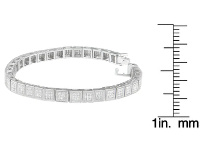 14K White Gold Princess Cut Diamond Cube Bracelet (2.86 cttw, H - I Color, SI1 - SI2 Clarity) - Jaazi Intl