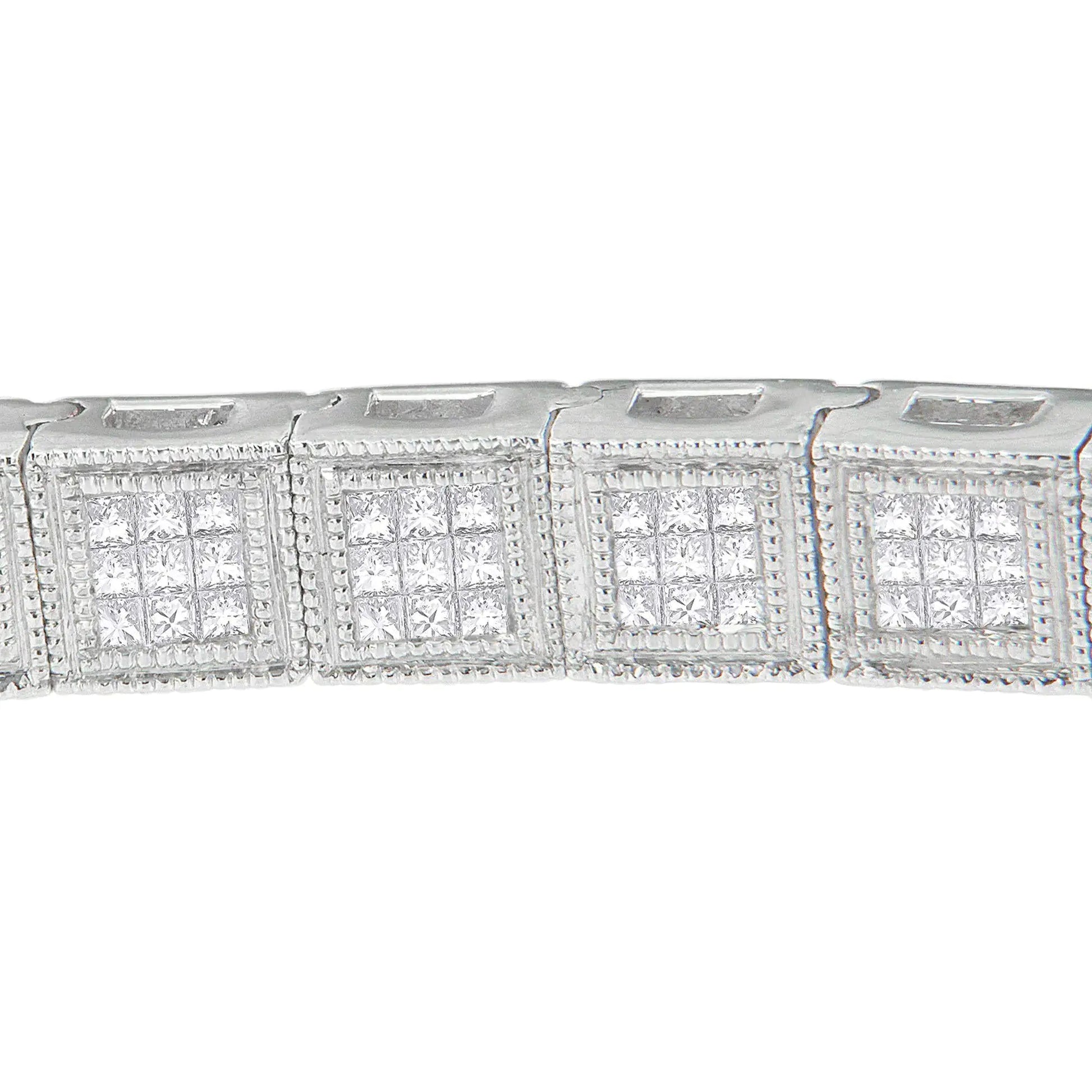 14K White Gold Princess Cut Diamond Cube Bracelet (2.86 cttw, H - I Color, SI1 - SI2 Clarity) - Jaazi Intl