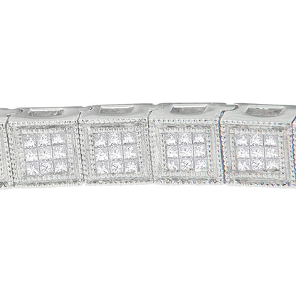 14K White Gold Princess Cut Diamond Cube Bracelet (2.86 cttw, H - I Color, SI1 - SI2 Clarity) - Jaazi Intl