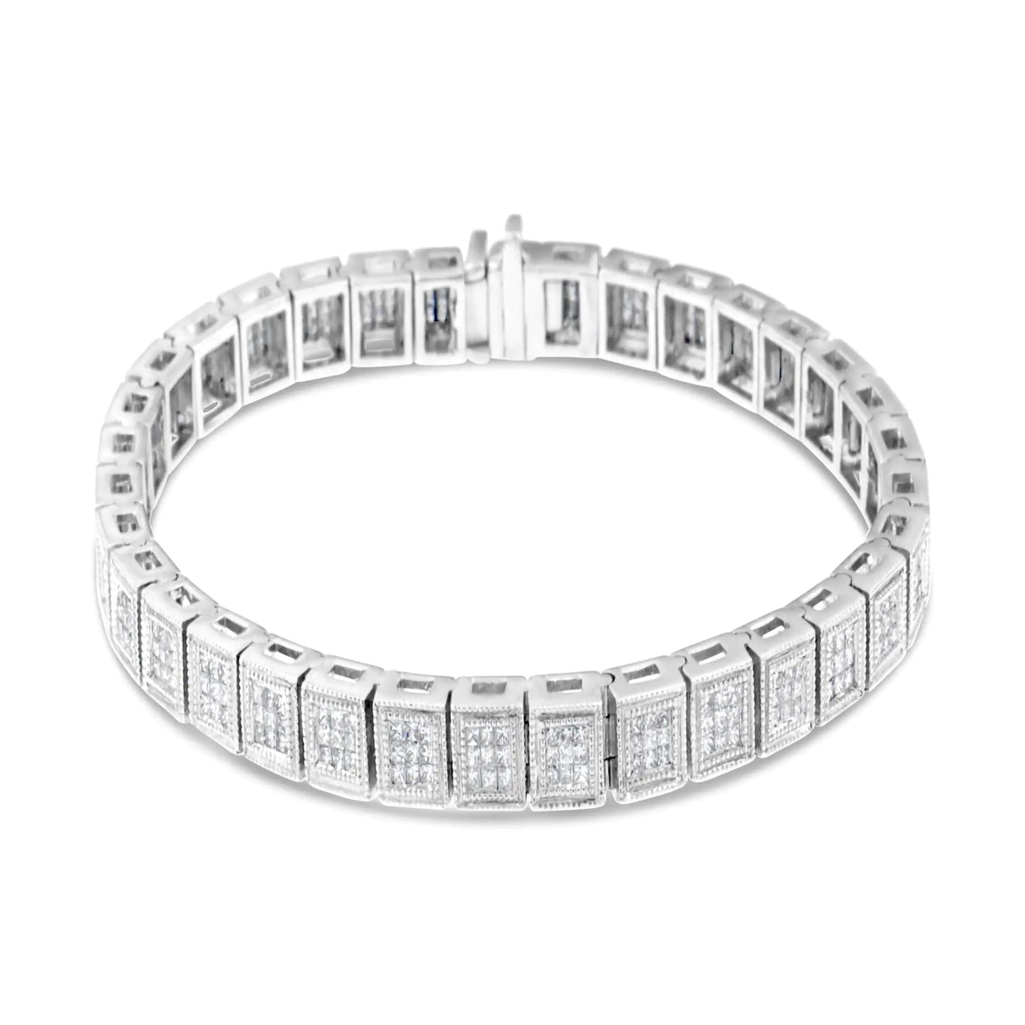 14K White Gold Princess Cut Diamond Cube Bracelet (2.86 cttw, H - I Color, SI1 - SI2 Clarity) - Jaazi Intl