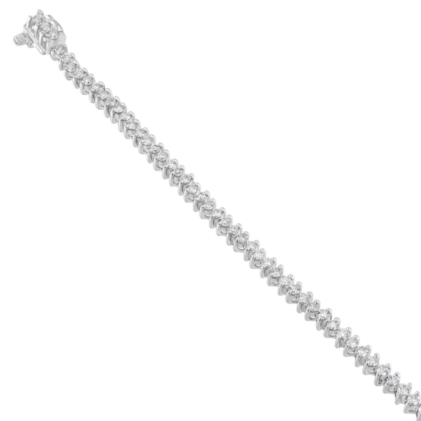 14K White Gold Round Cut Diamond Tennis Bracelet (2.00 cttw, H - I Color, SI2 - I1 Clarity) - Jaazi Intl